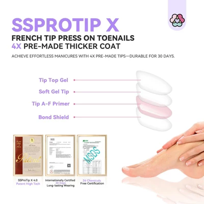 SAVILAND French Press On Toenails 216Pcs, 18 Sizes Short Square & Round Soft Gel Tips - Soak Off Fake Toe Nail Kit. 7 SAVILAND French Press On Toenails 216Pcs, 18 Sizes Short Square & Round Soft Gel Tips - Soak Off Fake Toe Nail Kit. - Image 5