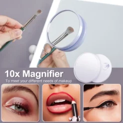 VANITII 12''x14'' Vanity Makeup Mirror With Lights Bluetooth Round Pillar Metal Tabletop White -Glow Up Beauty Store GUEST f65a9526 7571 48f0 83bd 6f3e1783f78f