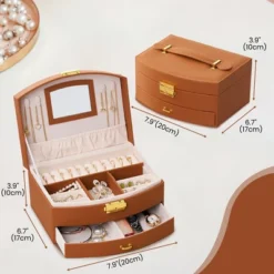 Small PU Leather Jewelry Box With Mirror
