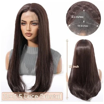 Jessie's Wig Straight Wig Heat Resistant Middle Length Synthetic Hair 13x3.5 Lace Wigs Brown Color 22 Inch 1 Pc/Pack 5 Jessie's Wig Straight Wig Heat Resistant Middle Length Synthetic Hair 13x3.5 Lace Wigs Brown Color 22 Inch 1 Pc/Pack - Image 3