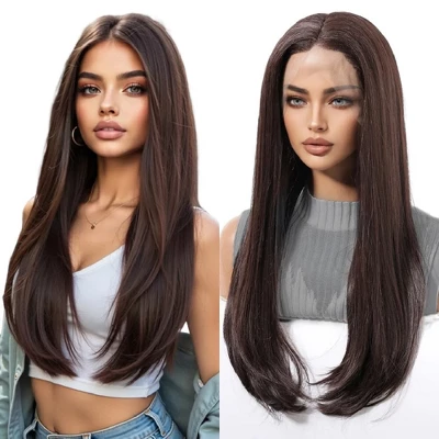 Jessie's Wig Straight Wig Heat Resistant Middle Length Synthetic Hair 13x3.5 Lace Wigs Brown Color 22 Inch 1 Pc/Pack 13 Jessie's Wig Straight Wig Heat Resistant Middle Length Synthetic Hair 13x3.5 Lace Wigs Brown Color 22 Inch 1 Pc/Pack - Image 11
